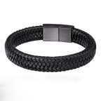 Men’s Black PU Leather Magnetic Bracelet