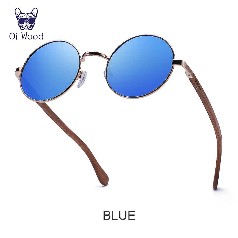 Retro Wooden Round Polarized Sunglasses