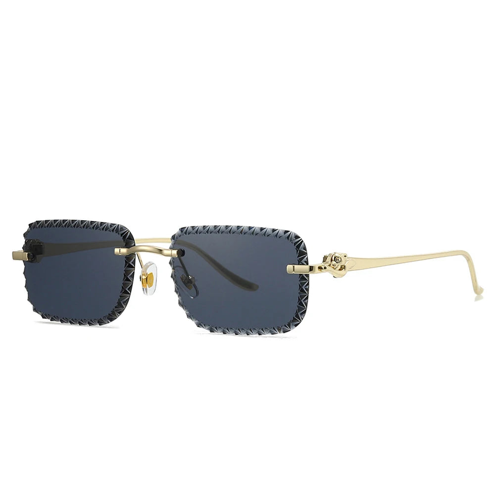 Rimless Diamond-Cut Square Sunglasses