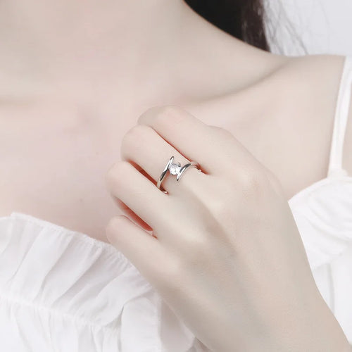 925 Sterling Silver Geometric Zircon Ring | Women