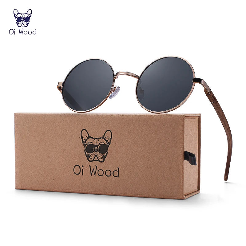 Retro Wooden Round Polarized Sunglasses