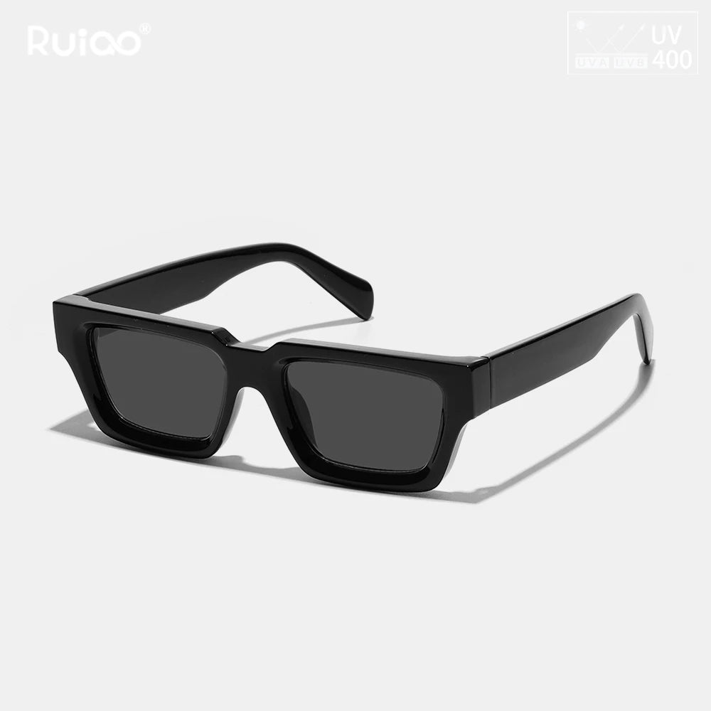 Black Retro Irregular Thick-Frame Sunglasses
