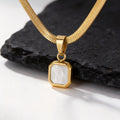 Geometric Natural Stone Pendant Necklace for Men – Stainless Steel Chain