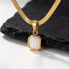 Geometric Natural Stone Pendant Necklace for Men – Stainless Steel Chain