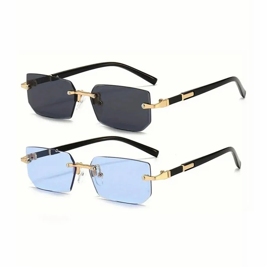 Women’s Rimless Rectangle Mirror Sunglasses