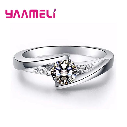 925 Sterling Silver Round Zircon Ring