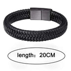 Men’s Black PU Leather Magnetic Bracelet