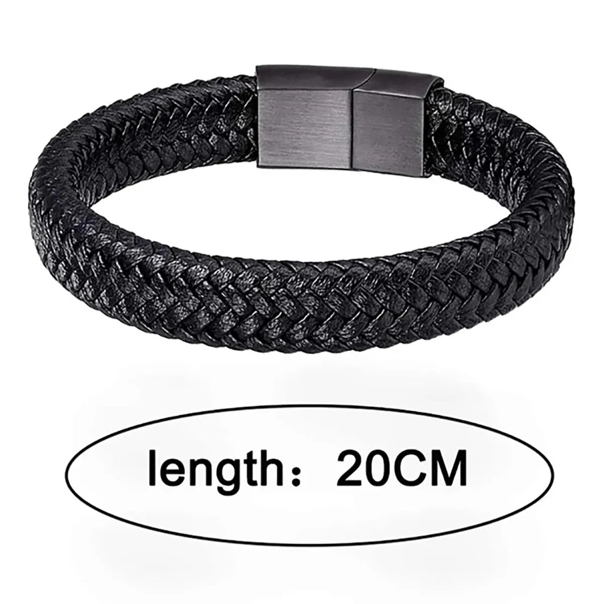 Men’s Black PU Leather Magnetic Bracelet