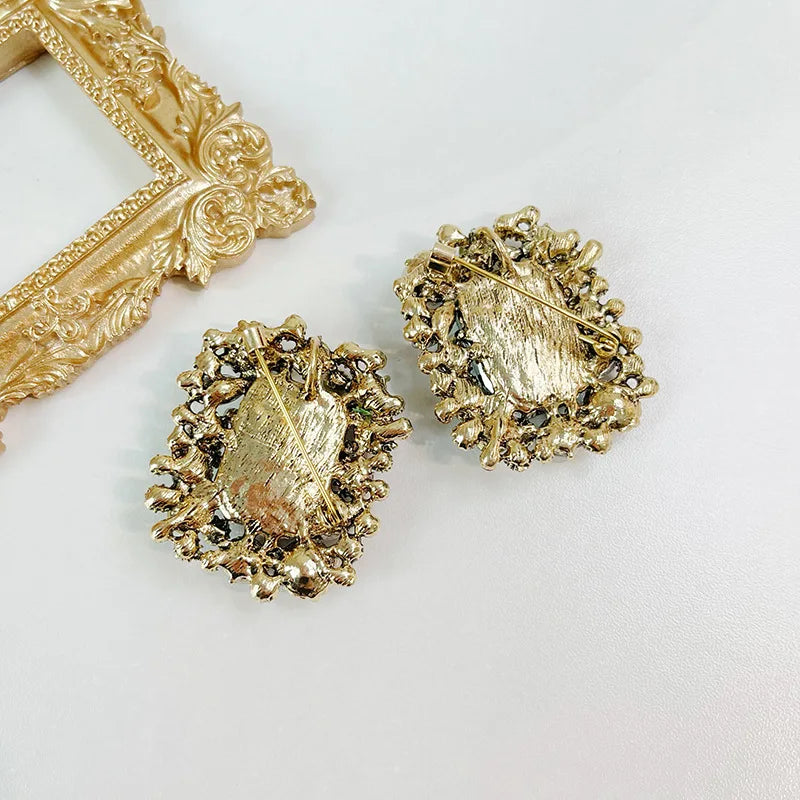 Pearl & Crystal Square Brooch Pin
