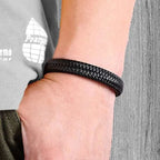 Men’s Black PU Leather Magnetic Bracelet