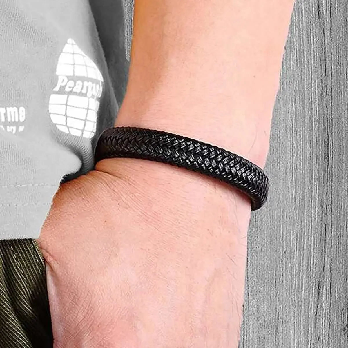 Men’s Black PU Leather Magnetic Bracelet