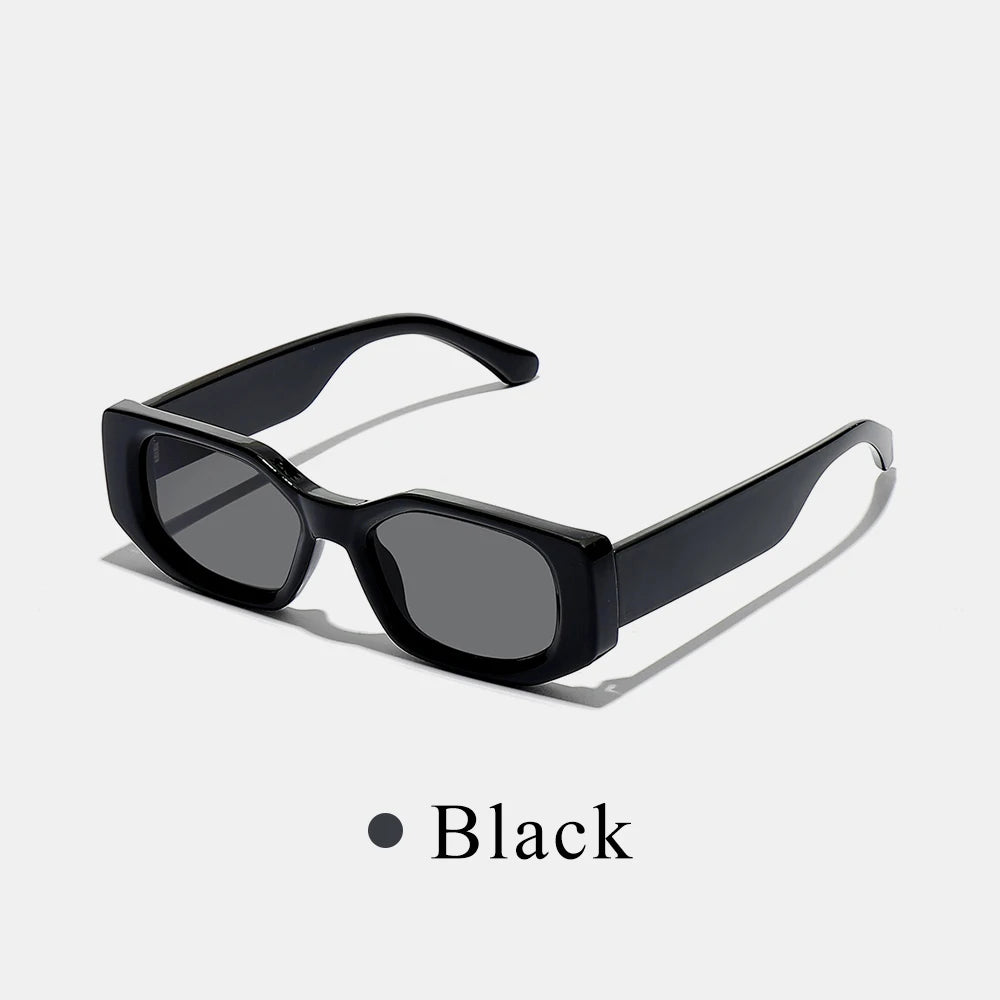 Black Retro Irregular Thick-Frame Sunglasses