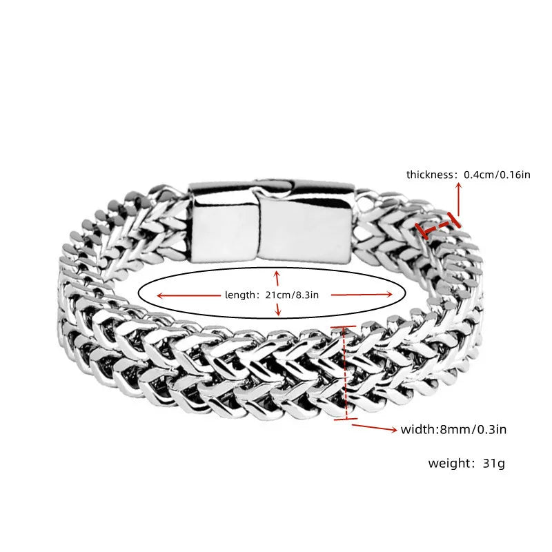 Stainless Steel Double-Row Braided Magnetic Bracelet