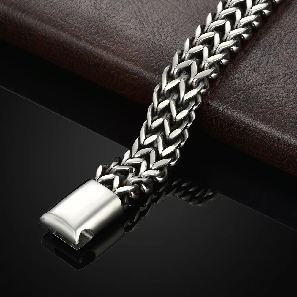 Stainless Steel Double-Row Braided Magnetic Bracelet