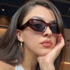 Black Retro Irregular Thick-Frame Sunglasses