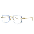 Rimless Diamond-Cut Square Sunglasses