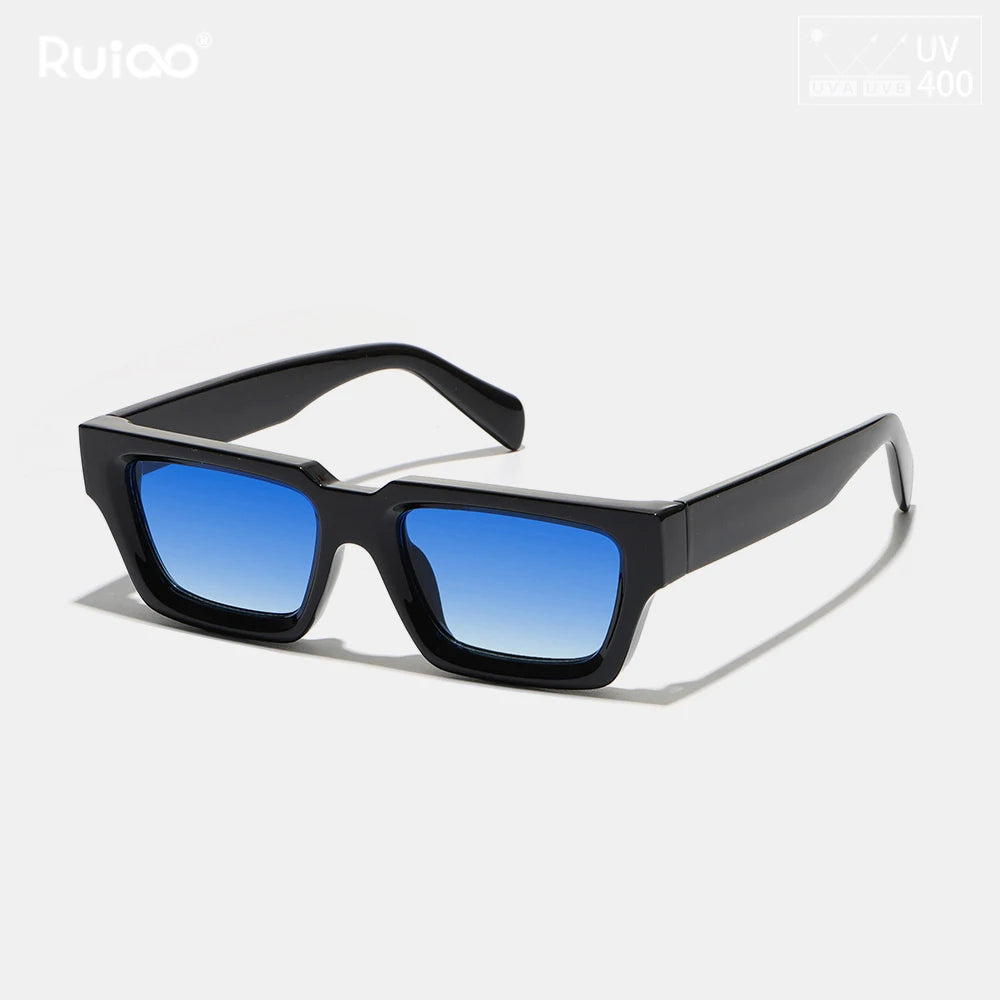 Black Retro Irregular Thick-Frame Sunglasses