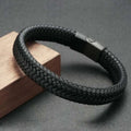 Men’s Black PU Leather Magnetic Bracelet
