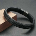Men’s Black PU Leather Magnetic Bracelet