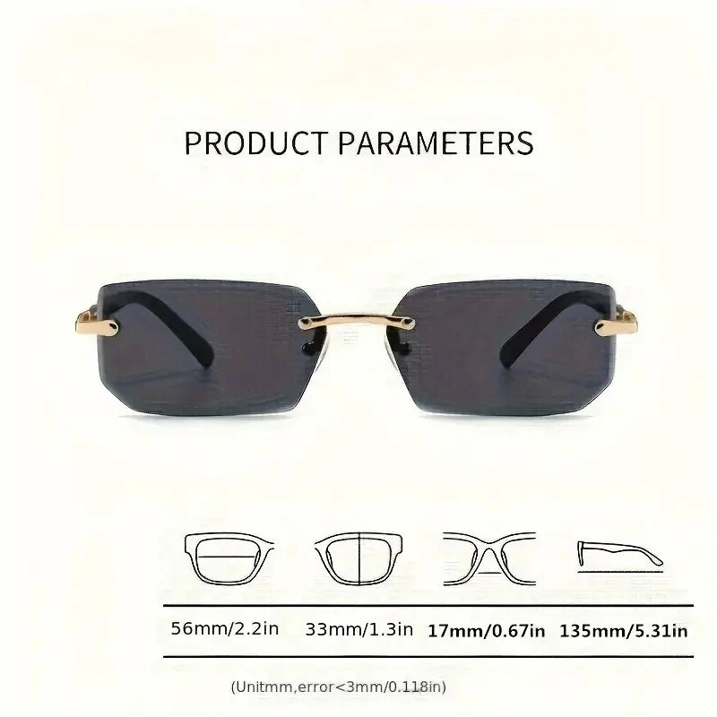Women’s Rimless Rectangle Mirror Sunglasses
