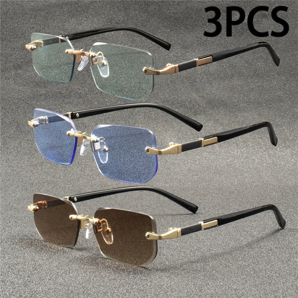 Women’s Rimless Rectangle Mirror Sunglasses