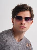 Rimless Square Metal UV400 Sunglasses