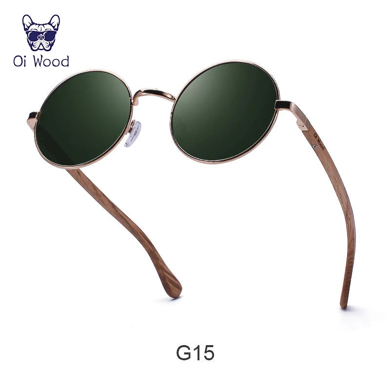 Retro Wooden Round Polarized Sunglasses