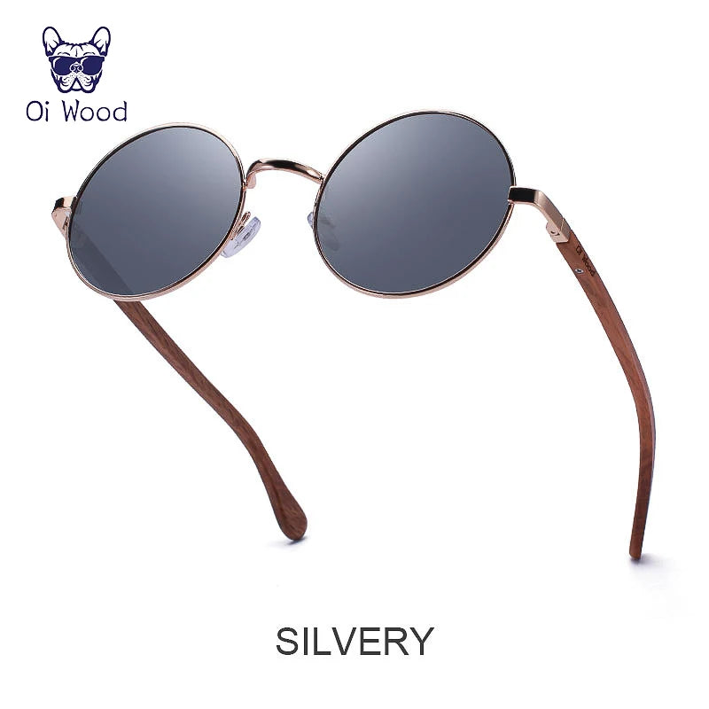 Retro Wooden Round Polarized Sunglasses