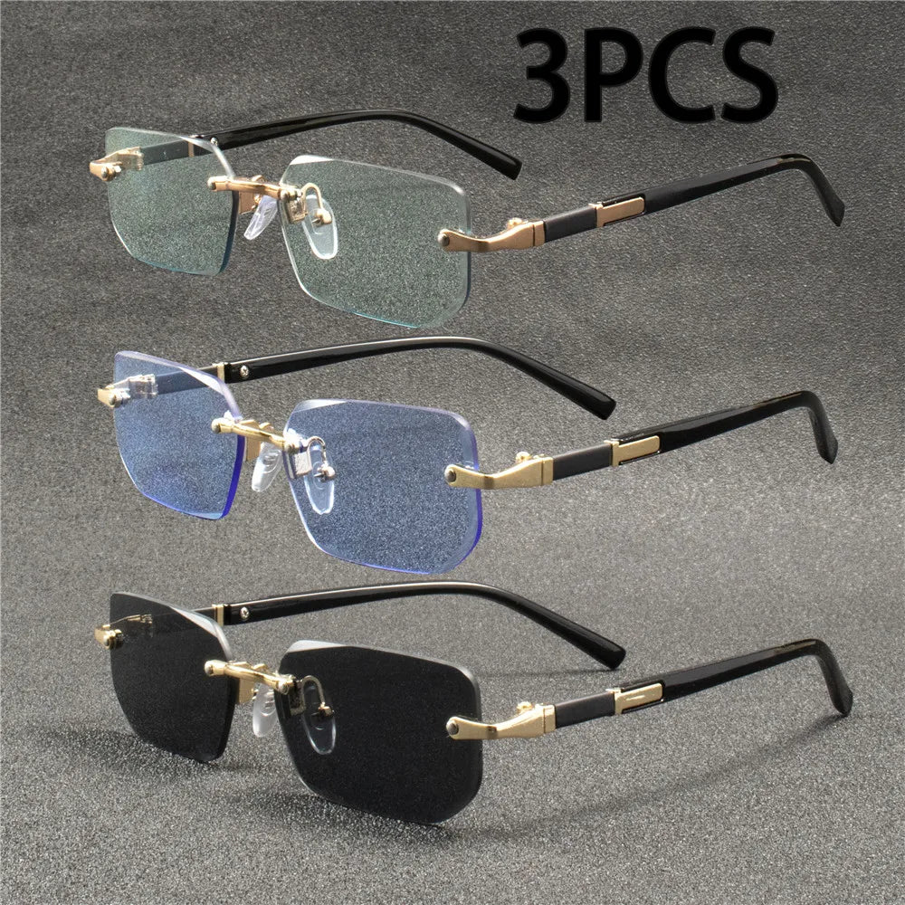 Women’s Rimless Rectangle Mirror Sunglasses