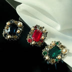 Pearl & Crystal Square Brooch Pin