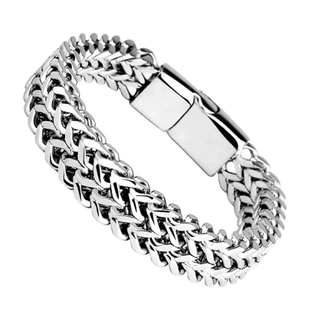Stainless Steel Double-Row Braided Magnetic Bracelet