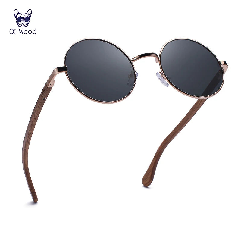 Retro Wooden Round Polarized Sunglasses