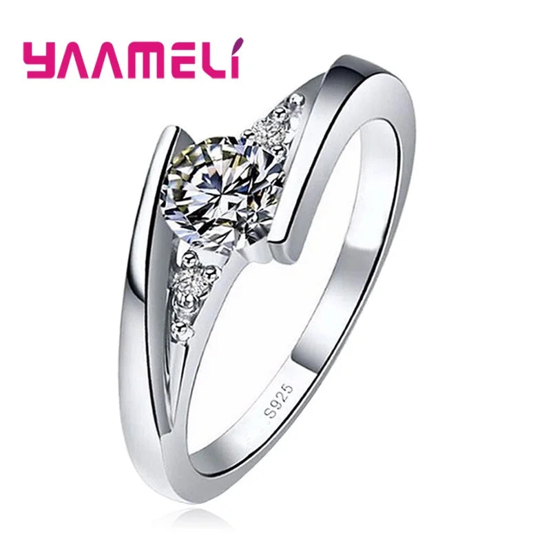 925 Sterling Silver Round Zircon Ring