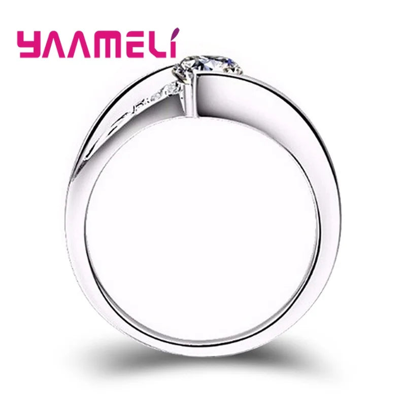 925 Sterling Silver Round Zircon Ring