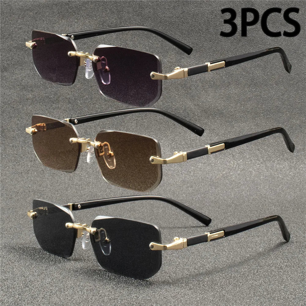 Women’s Rimless Rectangle Mirror Sunglasses