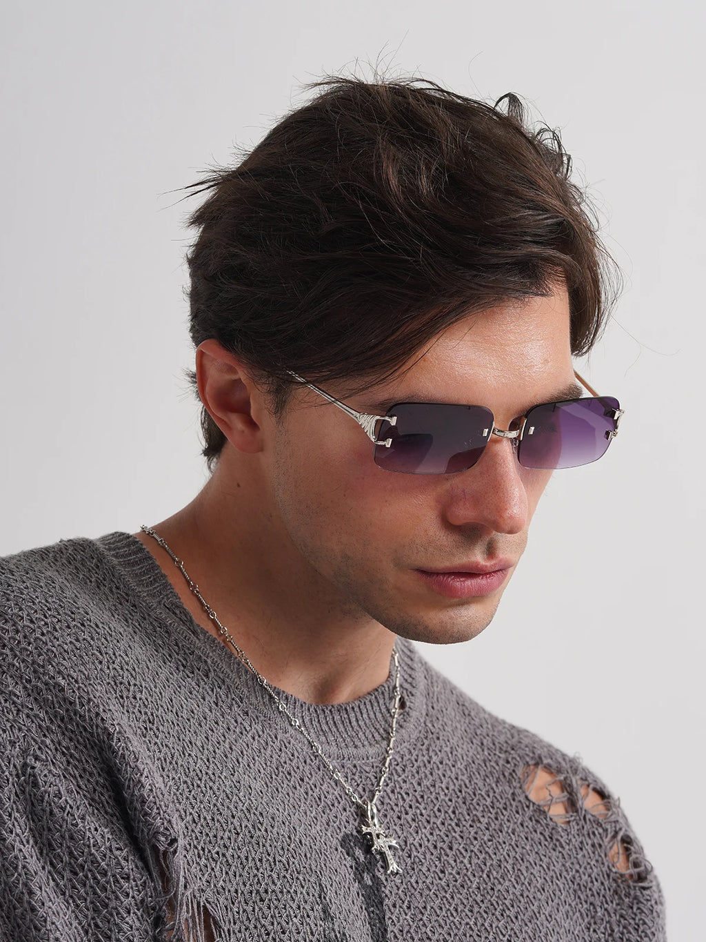 Rimless Square Metal UV400 Sunglasses